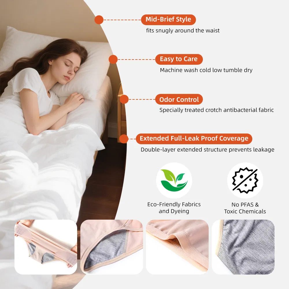 Calcinhas menstruais de algodão laváveis por atacado para homens