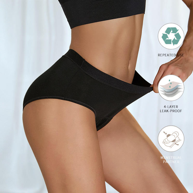 4-Layer Calcinhas Menstruais à Prova de Vazamentos Tamanho Plus Femininas de Bambú