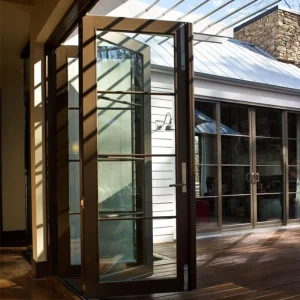 OUNA SoundProof Aluminum Thermal Break Aluminium Bi-Fold Door Commercial Interior Sliding and Folding Doors System