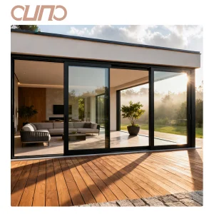 OUNA AS2047 Modern Outdoor Aluminum Full View Tempered Glass Slide Door Villa Patio Soundproof Sliding Doors