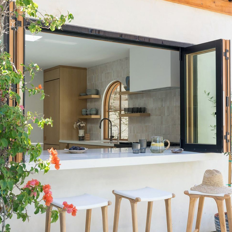 OUNA Space Saving Fold up Aluminum Window for Small Spaces Like Pantry and Kitchen Maximum Ventilation Minimal Footprint