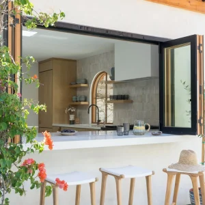 OUNA Space Saving Fold up Aluminum Window for Small Spaces Like Pantry and Kitchen Maximum Ventilation Minimal Footprint