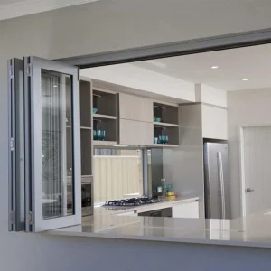 OUNA Aluminum Accordion Folding Window with Built in Louvers for Light and Privacy Control Ideal for Bedroom and Study Room