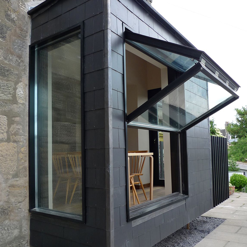 OUNA Small Space Solution Aluminum Vertical Folding Window for Apartment Balcony Maximizes Usable Area and Brings in Breeze