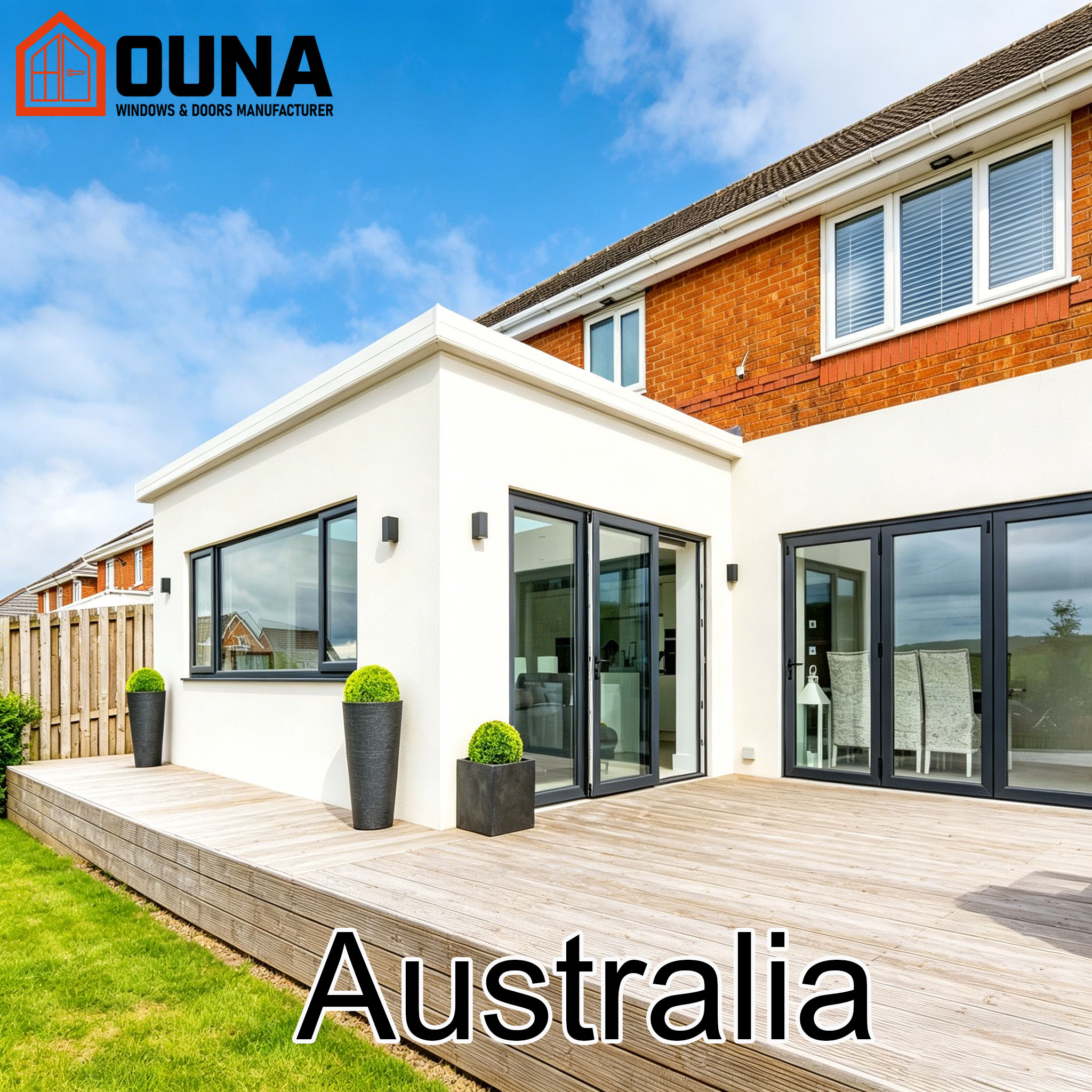 OUNA Australia Project Villa As2047 Certified Hurricane Impact Proof Sliding Door Aluminum Window Heat Insulation Other Windows