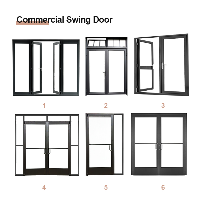 OUNA Heavy Duty Aluminum Alloy French Glass Windproof Commercial Storefront Entry Door for Hotels & Malls