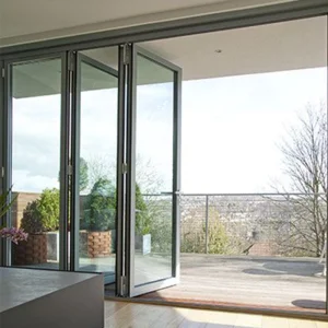 OUNA Hurricane Proof Aluminum Exterior Door Balcony Patio Lowe Soundproof Glass Garden Aluminum Bifold Folding Door