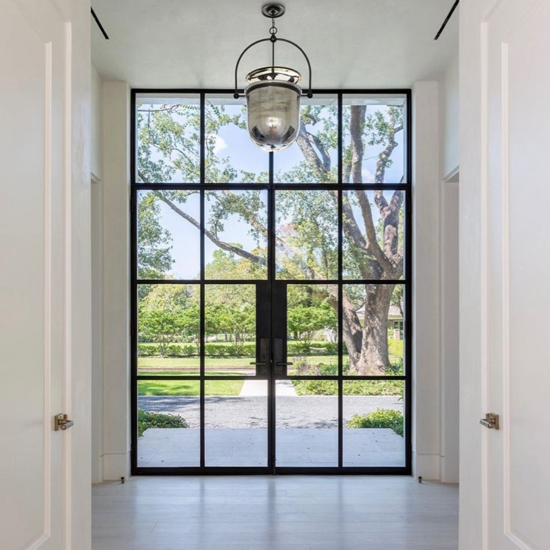 OUNA Heavy Duty Security Aluminum French Doors for Exterior Entry Reinforced Frame with Multi Point Locking and Weather Seal