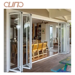 OUNA NFRC Hurricane Impact AS2047 Hotel Aluminum Exterior Balcony Patio Soundproof Glass Garden Aluminum Bifold Folding Doors