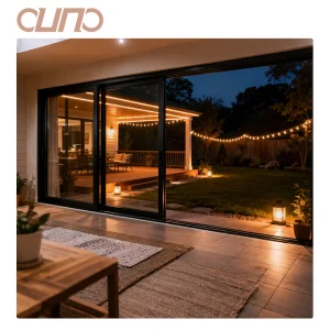 OUNA Best Selling Soundproof Energy Saving Custom Double Layered Tempered Glass Thermal Break Aluminum Lift Sliding Room Door