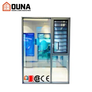 OUNA Hurricane Proof Aluminum Double Glass Casement Window Triple Glaze Tilt Turn or Awning Swing Windows for House with Screen