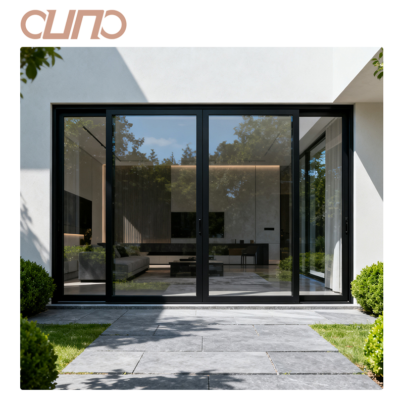 OUNA Hot Sell Energy Efficient Customized Double Layered Tempered Glass Thermal Break Aluminum Lift Sliding Balcony Door