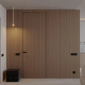 OUNA High Quality Aluminum Wood Composite Interior Door With Solid Wood Core for Bedroom Modern Minimalist Design Custom Size