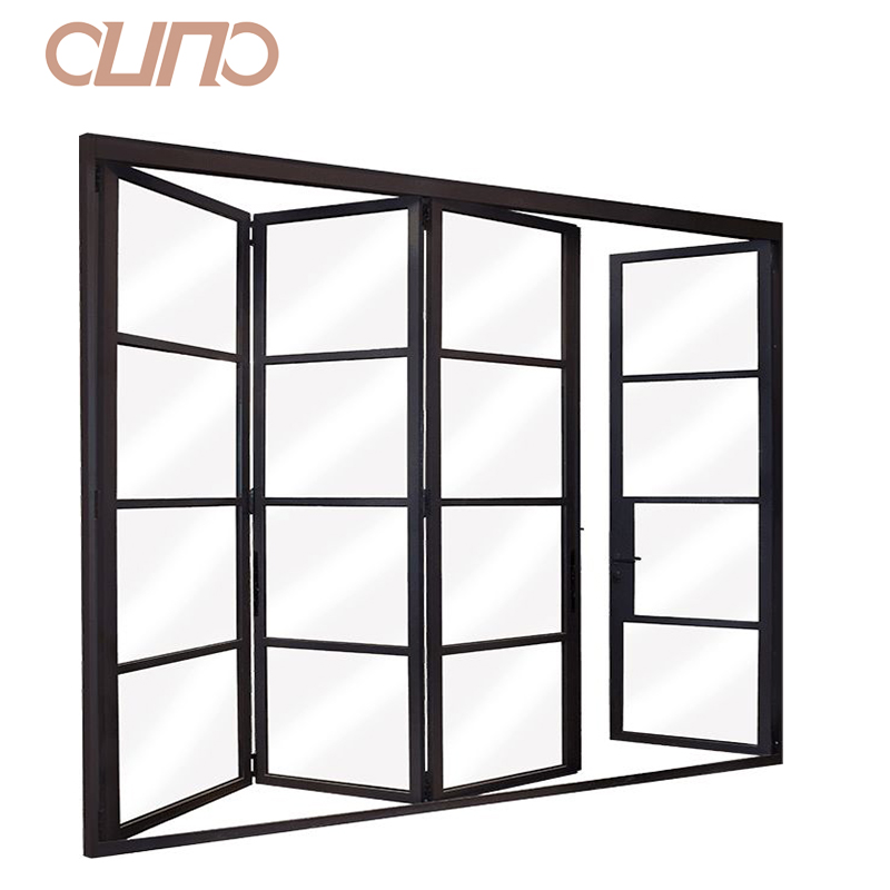 OUNA NFRC High Track Bi-Fold Glass Wall Folding Patio Accordion Door Soundproof Modern Double Glazed Aluminum Foldable Door