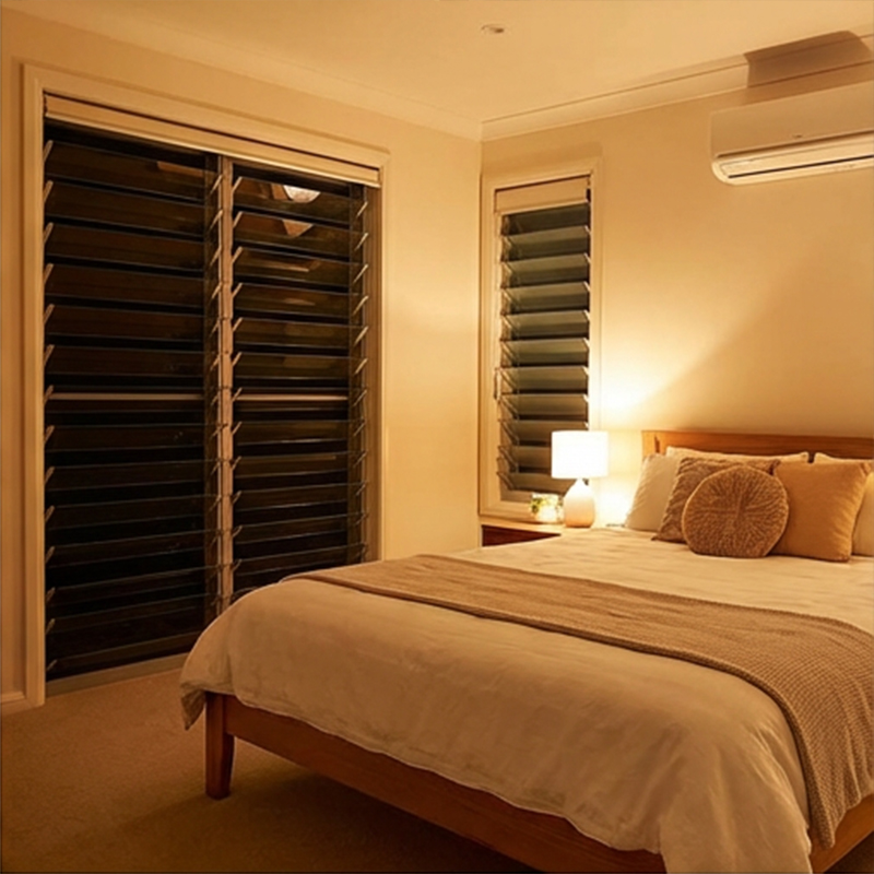 Aluminum Exterior Louver Sun Shade for Windows and Balcony Adjustable Blades for Sun Control and Air Flow Custom Size