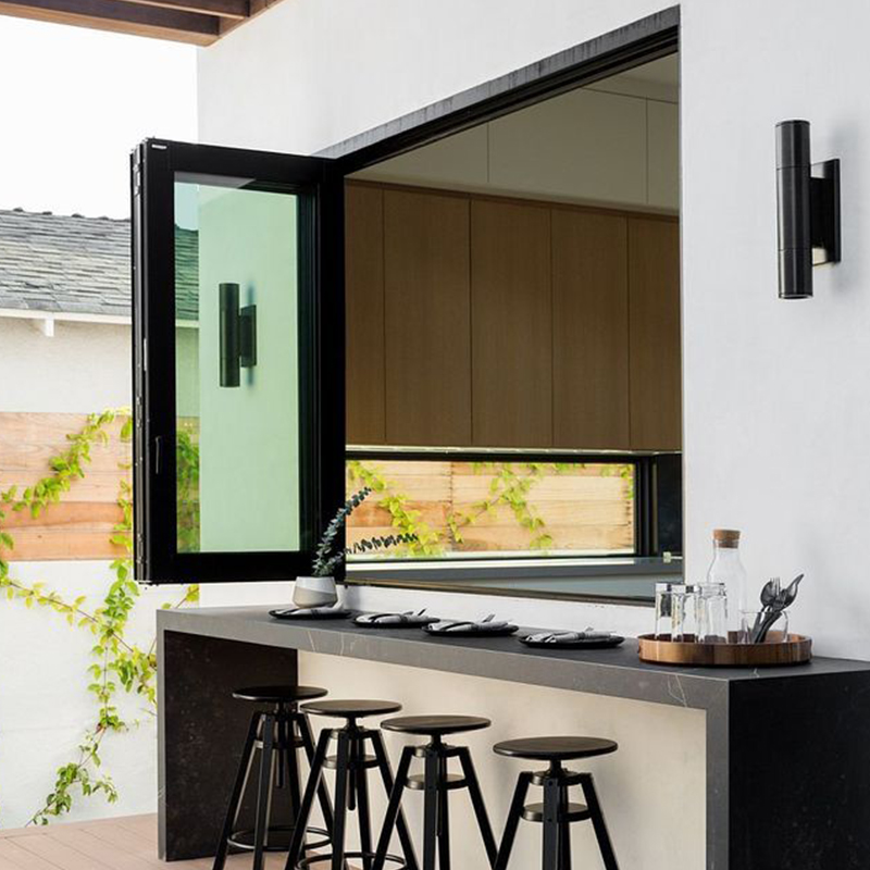 OUNA Aluminum Folding Window with Smooth Vertical Opening System for Villas Hotels and Houses Double Glazed Soundproof