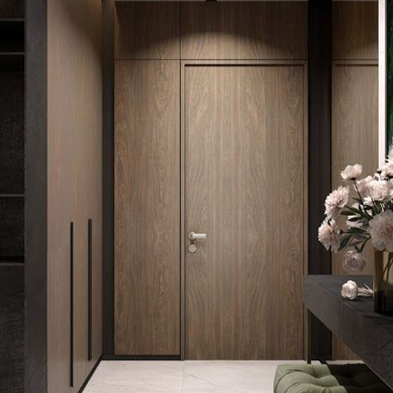 OUNA Quality Aluminum Wood Door Uses Selected Solid Wood and Premium Aluminum Alloy for Interior Spaces Custom Finish Available