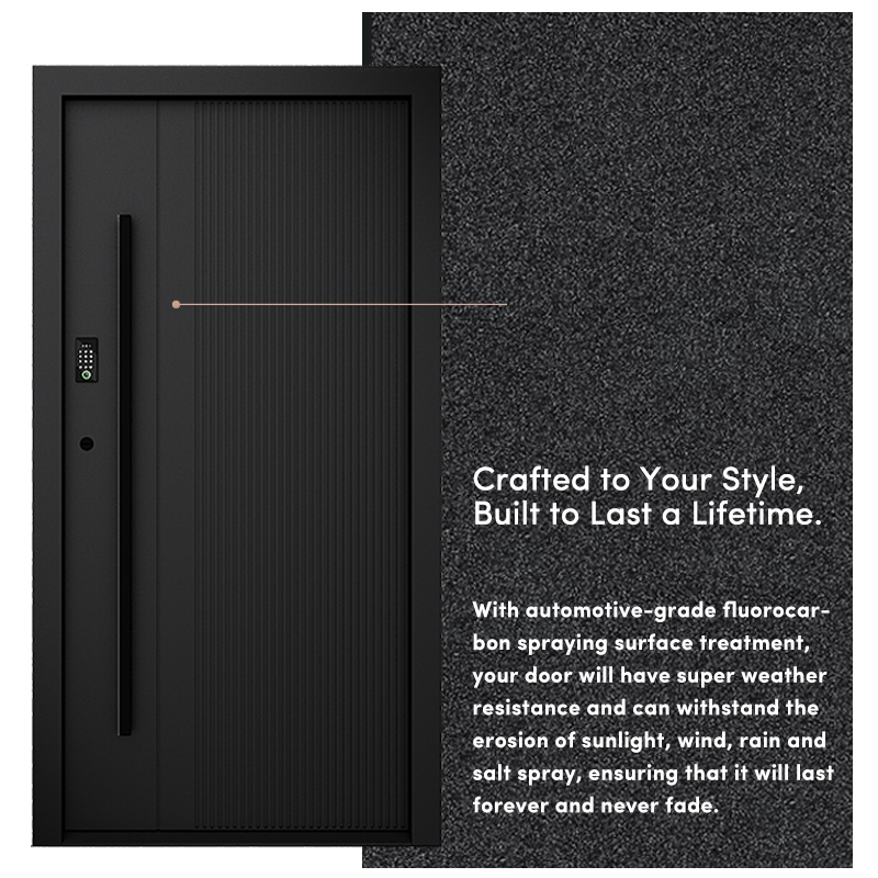 OUNA Custom Aluminum Front Entry Door Modern Exterior Main Door for Residential House Security Fireproof Design NFRC Certified
