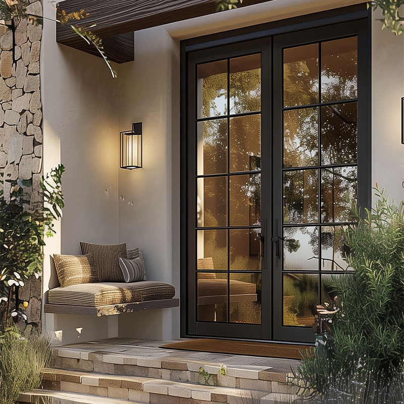 OUNA Factory Direct Custom Aluminum French Doors Any Size and Grid Design Available Wholesale Price for Project and Home