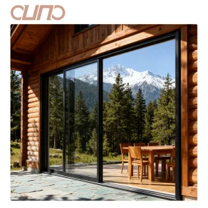 OUNA Best Selling Soundproof Energy Saving Double Layered Tempered Glass Thermal Break Aluminum Lift Sliding Living Room Door