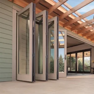 OUNA Transparent Folding Door Bi-Fold Sliding Door Invisible Windproof Partition for Bathroom Air Conditioner Insulation