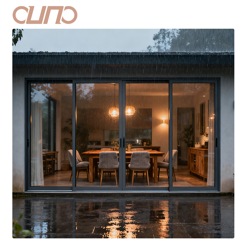 OUNA Hot Sell Energy Efficient Customized Low E Double Layered Tempered Glass Thermal Break Aluminum Lift Sliding Room Door