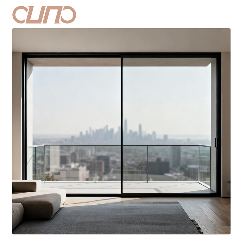 OUNA Modern Design Heavy Duty Aluminum Patio Glass Door Thermal Break Panoramic Sliding Door for Commercial Outdoor Villa