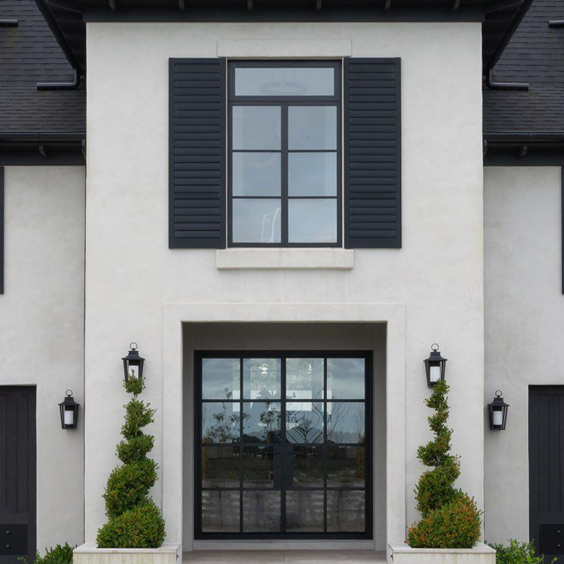 OUNA Heavy Duty Security Aluminum French Doors for Exterior Entry Reinforced Frame with Multi Point Locking and Weather Seal