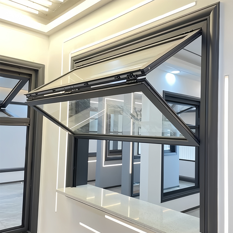 OUNA Custom Black Powder Coated Aluminum Folding Window Modern Matte Finish for Balcony and Terrace Custom Sizes Available