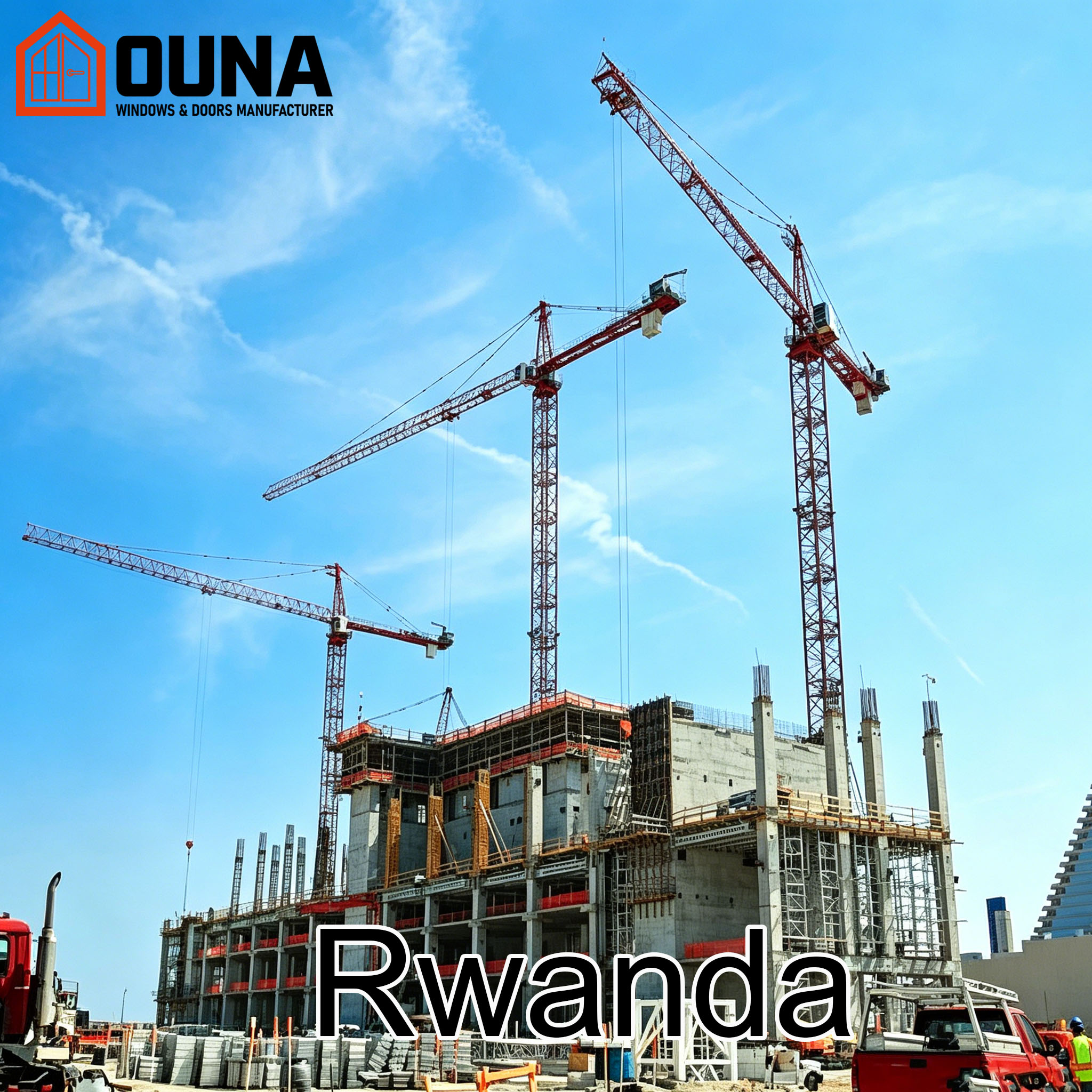 OUNA Rwanda Project Engineering Double Tempered Glass Sliding Aluminum Window Soundproof Heat Insulation Casement Other Windows