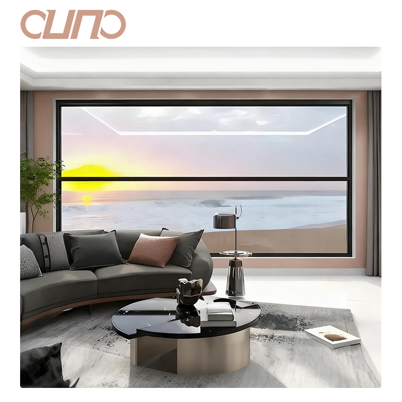 OUNA Modern Intelligent Electric Lift Aluminium Double-Paned Tempered Glass Window Sound Insulation Vertical Balcony Hanging