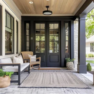 OUNA Heavy Duty Security Aluminum French Doors for Exterior Front Entry Reinforced Frame with Multi Point Locking System