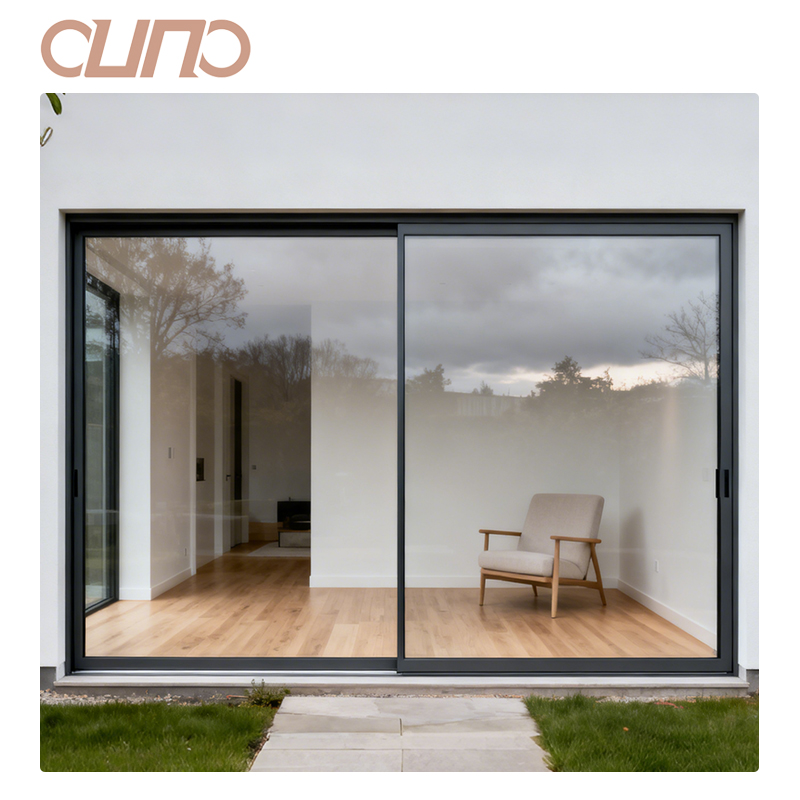 OUNA Slim Frame Aluminum Sliding Door with Large Glass Panel for Modern Villa and Balcony Design NFRC Certification Sliding Door