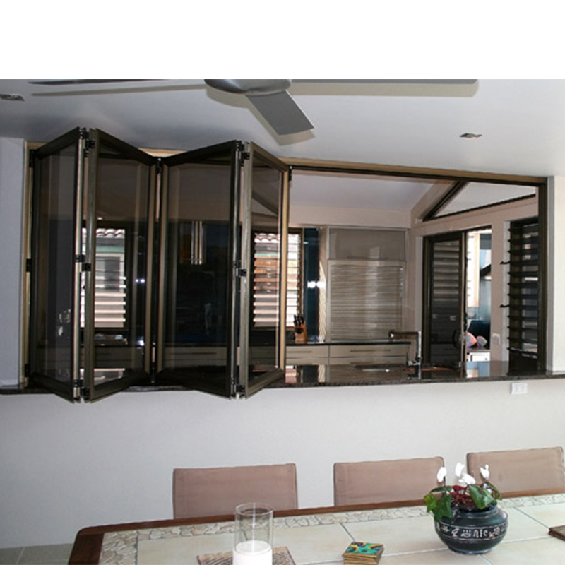 OUNA Commercial Project Soundproof Aluminum Folding Window System High Grade Seal for Office Hotel and Multi Family Apartment