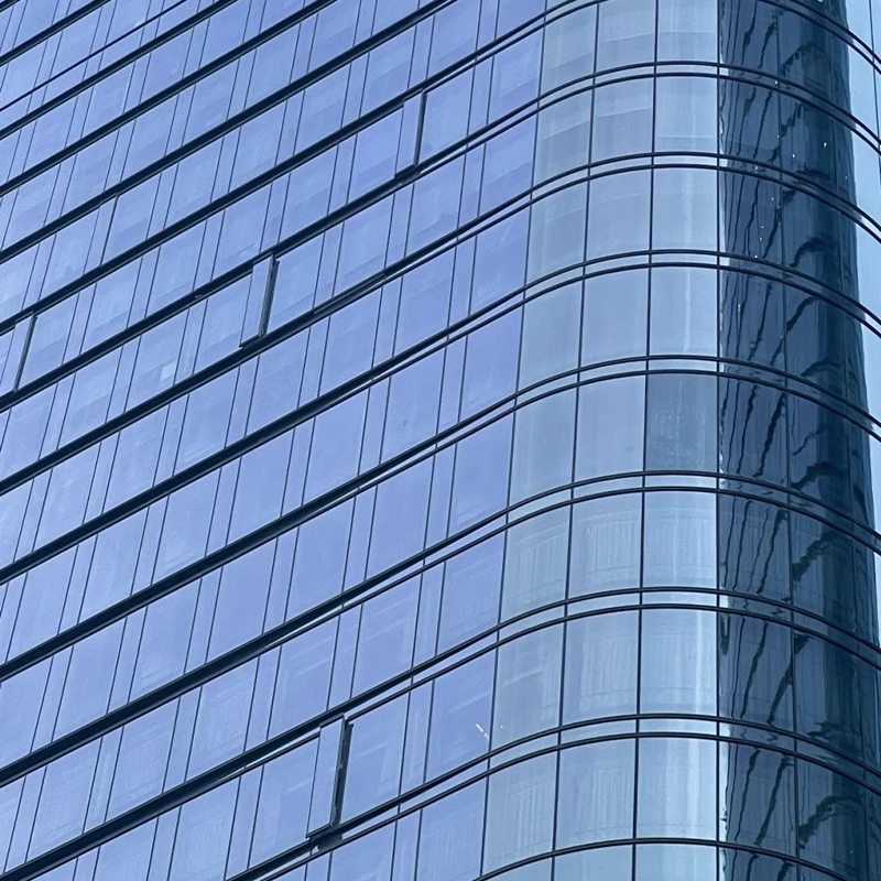 OUNA Customized Frameless Tempered Glass Curtain Wall System for Modern Office and Commercial Building Large Size Facade