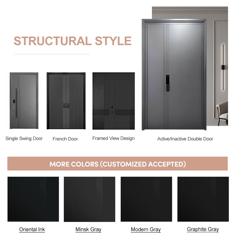 OUNA Aluminum Entrance Doors for Houses Exterior Main Door Residential Exterior Entry Doors CE ISO NFRC Certified