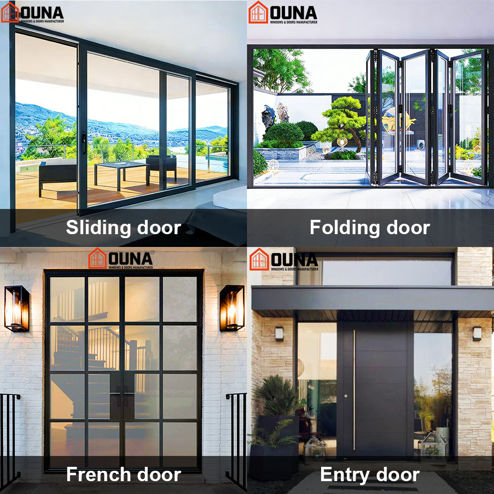 OUNA NFRC Thermal Break Double Glass Energy Efficient Aluminum Casement windows for Villa Hurricane Impact Proof Awning Window