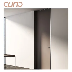 OUNA Modern Waterproof Soundproof Aluminium Wood Door Factory Directly Cheap Price for Entry  Interior Bedroom Living Room Hotel