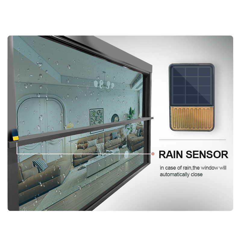 OUNA Automatic Aluminum Windows Tempered Glass Electric Vertical Sliding Window Balcony Awning Windproof Netting Exteriors Mesh