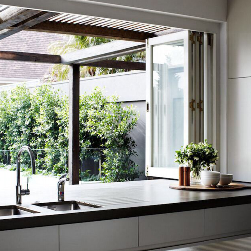 OUNA Space Saving Fold up Aluminum Window for Small Spaces Like Pantry and Kitchen Maximum Ventilation Minimal Footprint