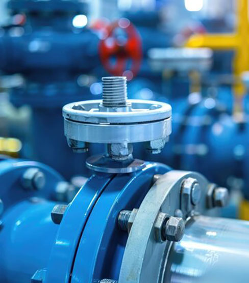 KR Valve industrial project site with butterfly valves installed in pipeline system