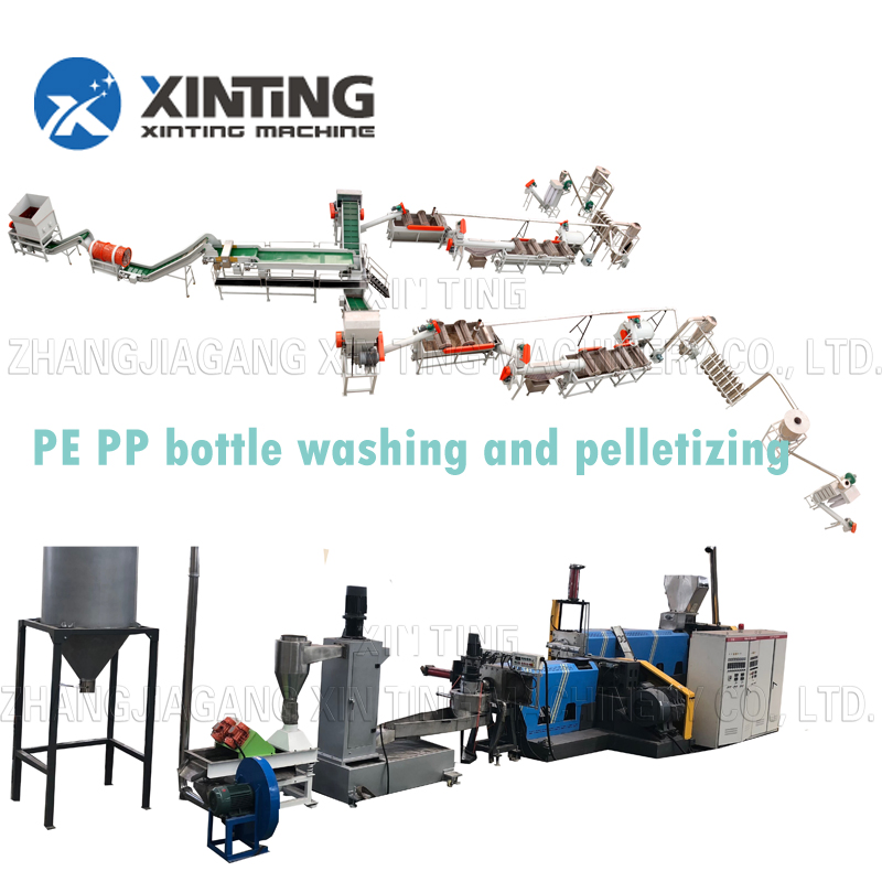 Máquina de Trituração, Lavagem, Squeezing, Destruição, Granulação, Pelotização de Plástico, Reciclagem de Garrafas de PET/HDPE, LDPE/PP/PE, Filmes, Sacos Woven, Flocos, Resíduos
