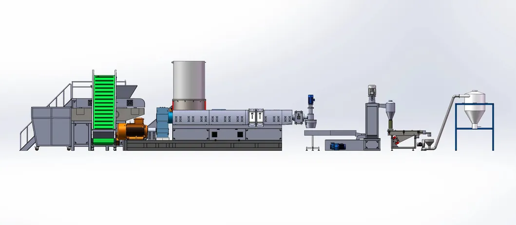 Linha de Reciclagem de Pelotização e Granulação de Flocos de Filme de PE/PP/LDPE LLDPE HDPE/ABS/PS/EPS/EVA/PA/TPU com Compactador e Extrusão por Face de Matriz