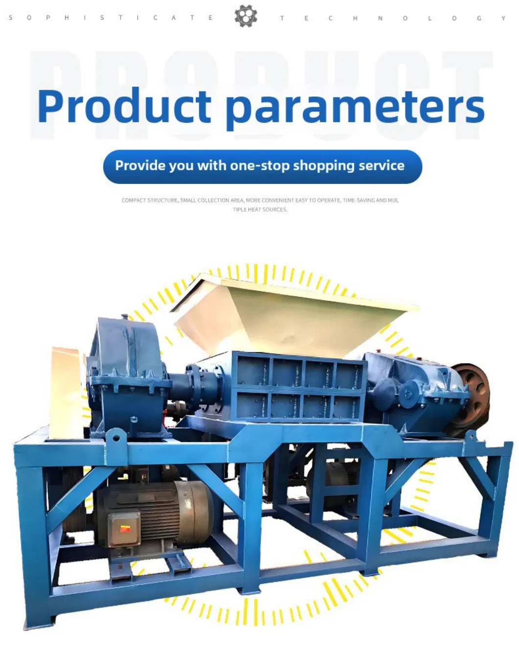 Máquina de Trituração de Resíduos de Construção Equipamento de Reciclagem de Descarte de Pneus de Plástico