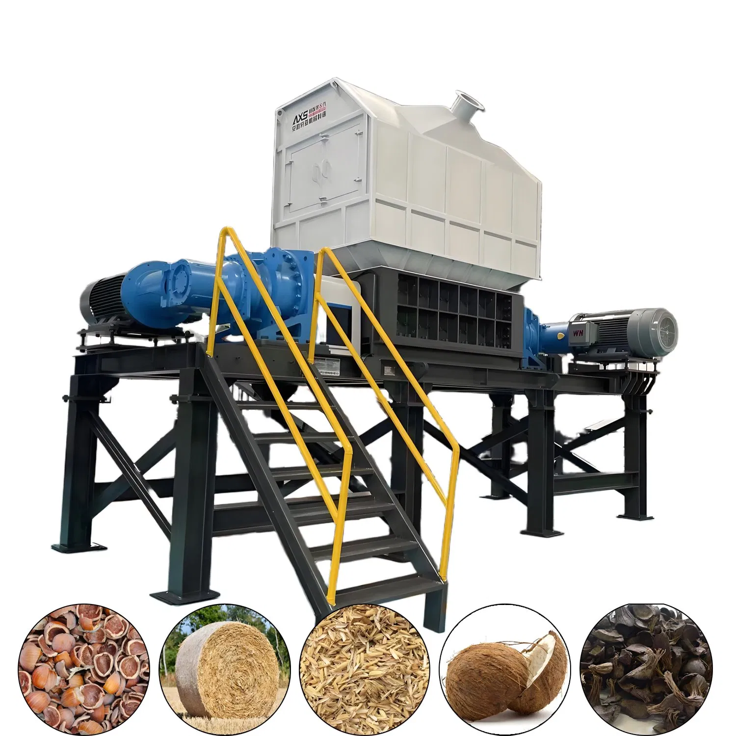 Triturador de Eixo Duplo Multiuso - Equipamento de Trituração Dual - Processa Borracha, Plásticos e Cascas Resistentes (Palha de Coco e Palma)