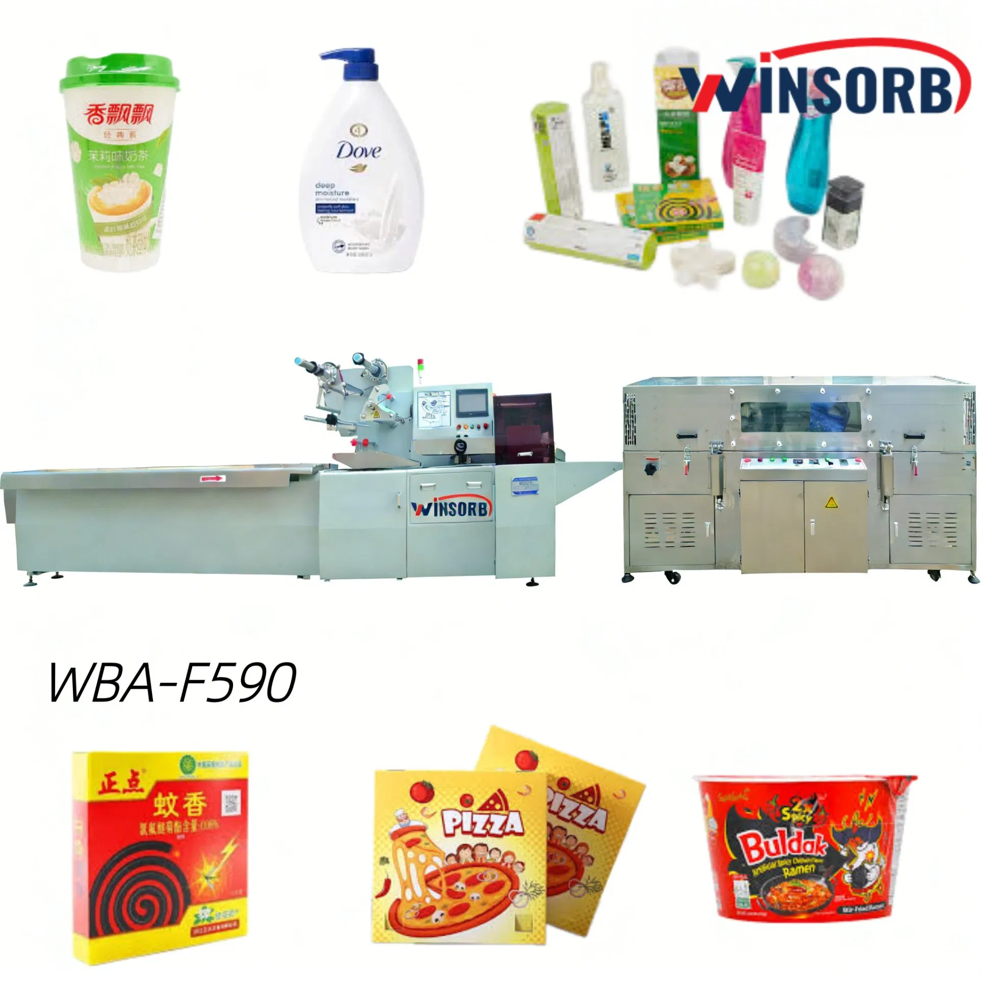 Wbaf590 Máquina de Embalagem Automática de Filme POF Térmico para Garrafas Térmicas, Mangueira de Gelatina, Encolhimento a Vácuo, Embalagem em Almofada, Envoltório, Envoltório Comercial da China
