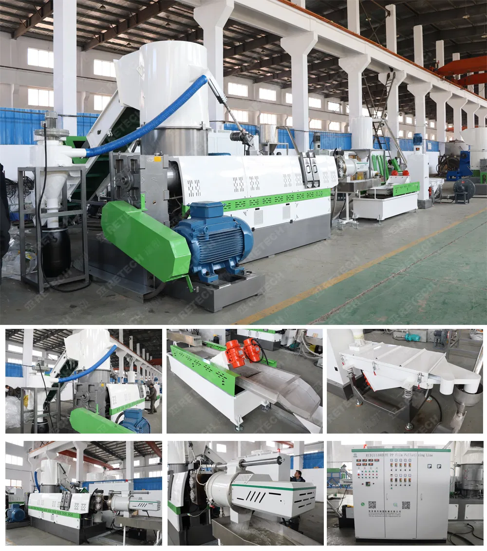 Linha de Reciclagem de Extrusão, Pelotização e Granulação de Filme de PE/PP/LDPE LLDPE HDPE/ABS/PS/EPS/EVA/PA/TPU com Auto Limpeza