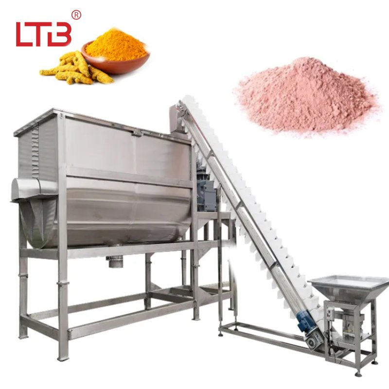 Venda Quente Misturador Espiral Horizontal de Fita para Alimentos Pimenta Chá com Leite Pó Seco Solto Equipamento Industrial de Mistura por Parafuso em Aço Inoxidável