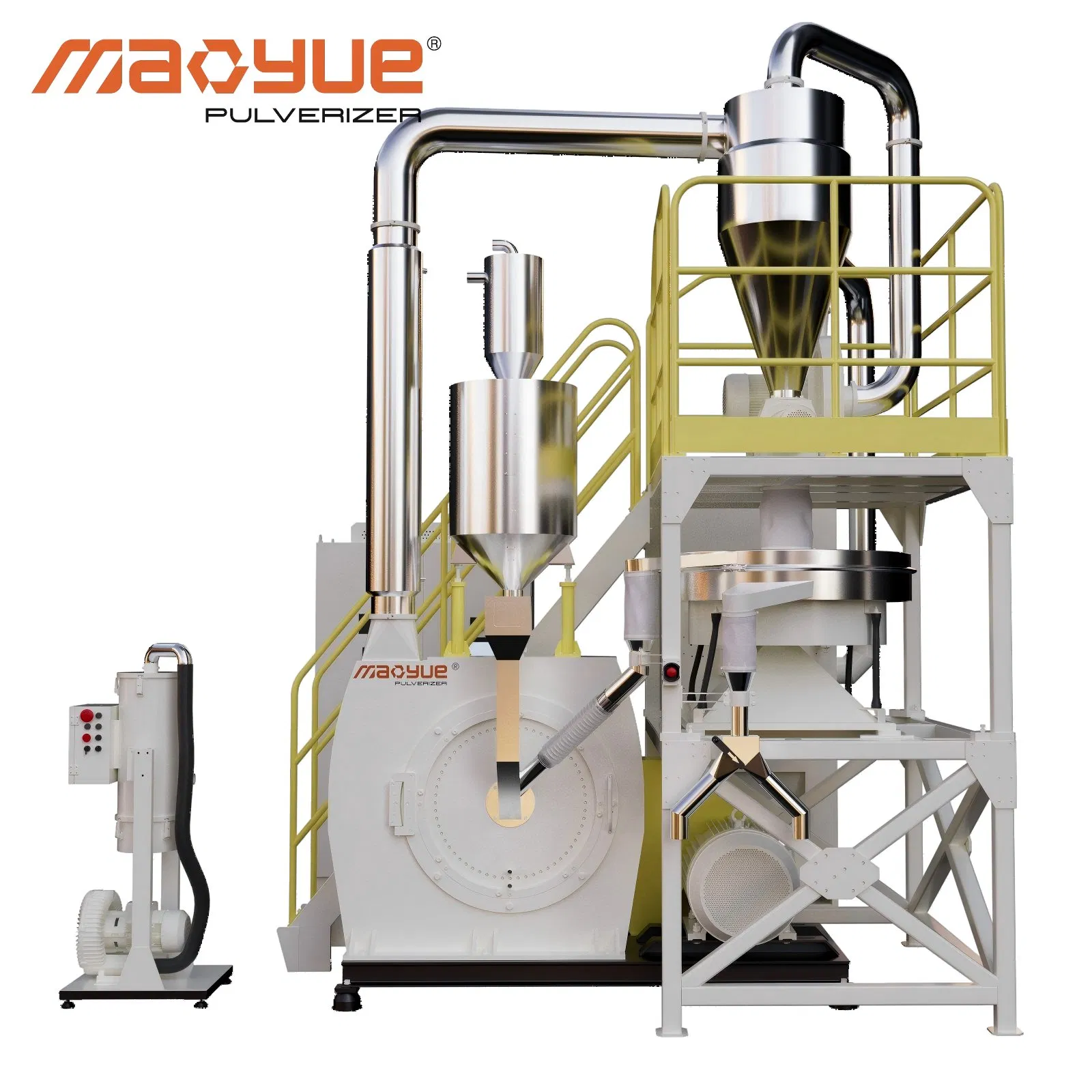 Máquina de moagem de pó de moagem de disco para reciclagem de plásticos em sucata de PE, PP, PVC, HDPE, LLDPE, PET e EVA