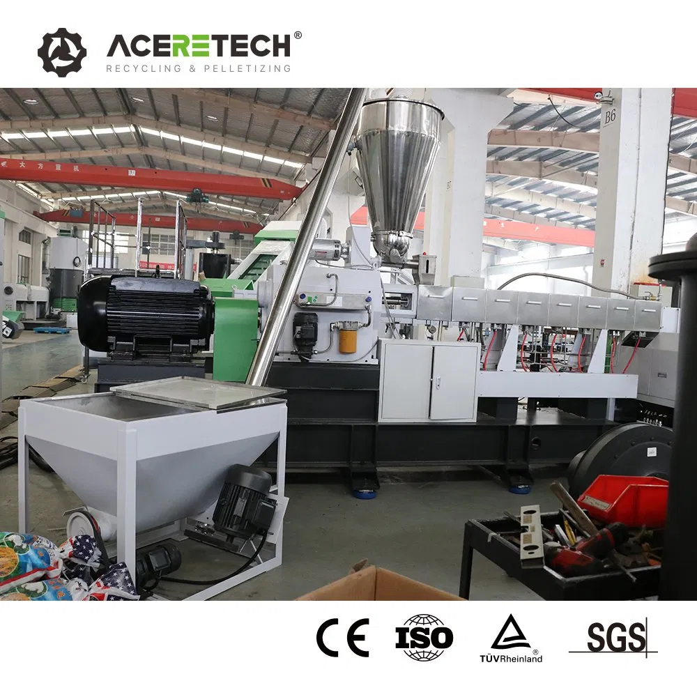 Linha de Granulação de Reciclagem de Resíduos de Masterbatch de Cor em PP/PE Fabricada na China pela Aceretech para Re-Pelletização de Material Plástico Triturado